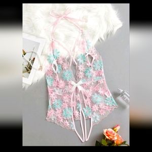 *2for$20* 🔥SEXY Sheer Floral Embroidered Crotchless Teddy/Romper LINGERIE